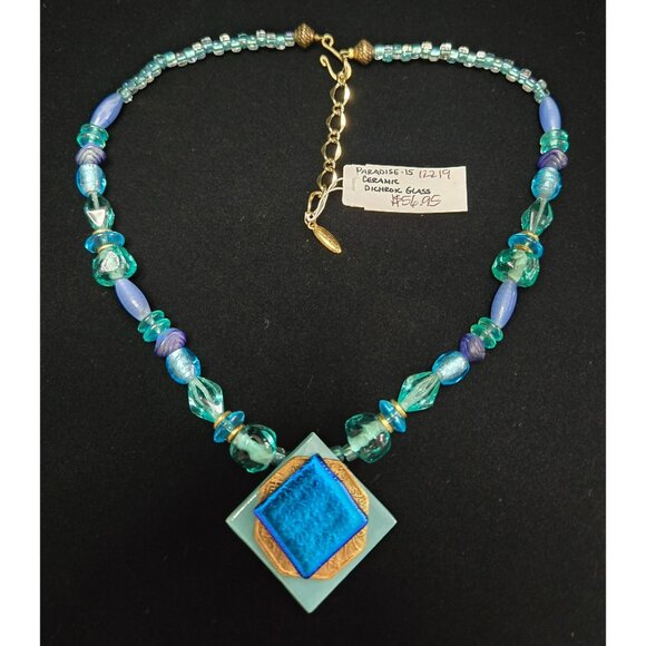 Caroline Kent Studios Paradise Ceramic Dichroic Glass Beaded Necklace - Picture 1 of 7
